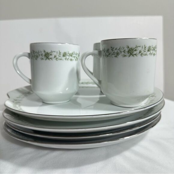 Mikasa Vintage Japan Set Of 4 Plates & Cups Montclaire Porcelain Dishwasher - Picture 3 of 12